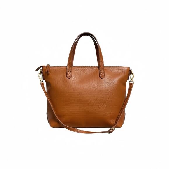 Madewell Brown Leather Double Handles Zipper Closure Satchel Shoulder Bag - Picture 2 of 9